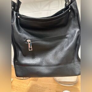 Black Leather Shoulder Bag Sondra Roberts Squares